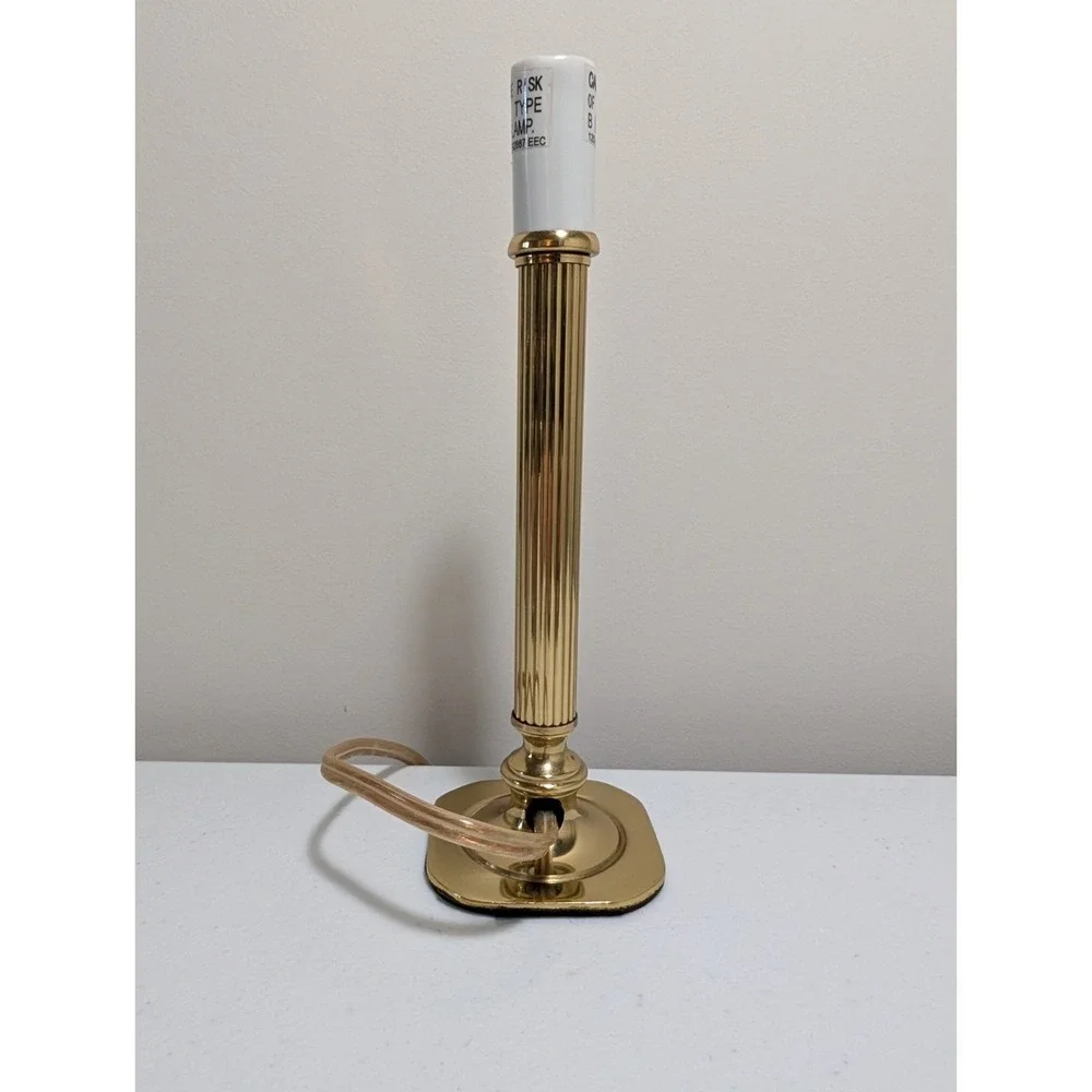 Brass Tone Fluted Candlestick Accent Table Lamp Base 9
